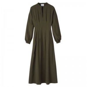 Women Longchamp Long Dress Khaki | Thailand-679ZYSUTL