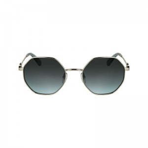 Women Longchamp Metal Sunglasses Blue Grey | Thailand-359IQXLZS