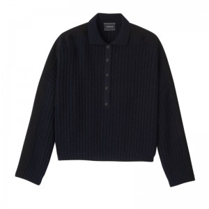 Women Longchamp Polo Collar Jumper Navy | Thailand-961IVWJKE