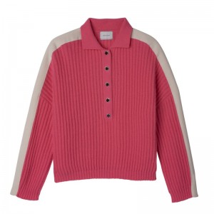 Women Longchamp Polo Collar Jumper Pink | Thailand-612UMILZQ