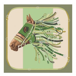 Women Longchamp Tête De Cheval 90 Scarf Olive / Multicolor | Thailand-726XRAJVB