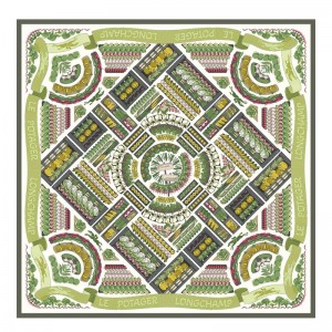 Women Longchamp Vegetable Garden 90 Scarf Khaki | Thailand-137QFRYJN