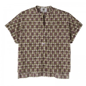 Women Longchamp Vichy Print Veil Blouse Olive | Thailand-172GMJRVC