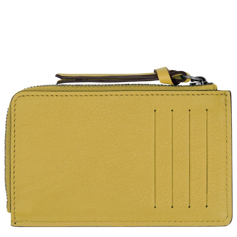 Men Longchamp 3D Card Holder Yellow | Thailand-327DQSVEM