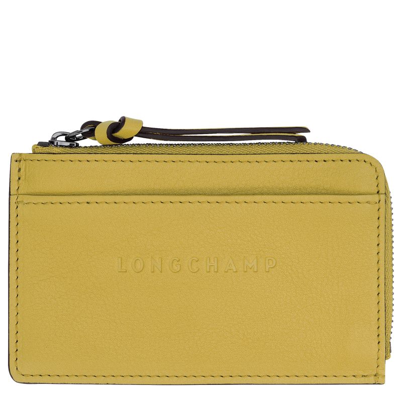Men Longchamp 3D Card Holder Yellow | Thailand-327DQSVEM