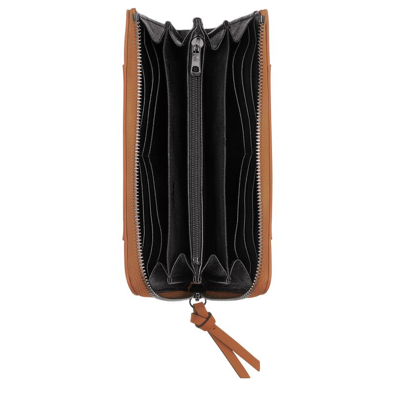 Men Longchamp 3D Zip Around Wallet Beige | Thailand-651JOZXAQ