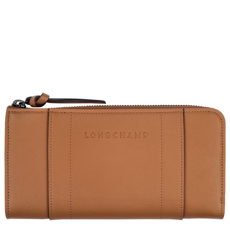 Men Longchamp 3D Zip Around Wallet Beige | Thailand-651JOZXAQ