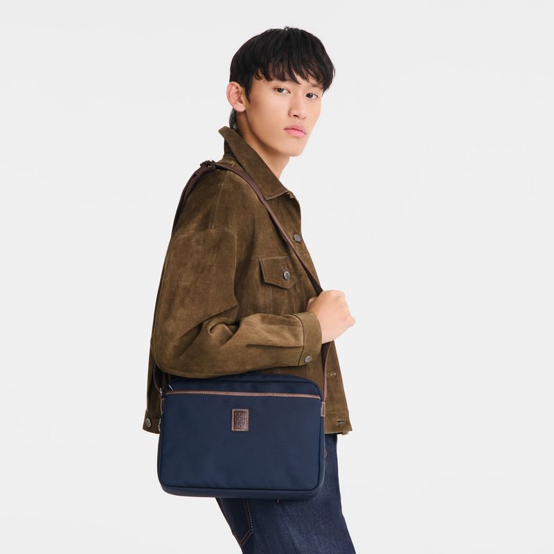 Men Longchamp Boxford M Camera Crossbody Bag Blue | Thailand-679HUNCSJ