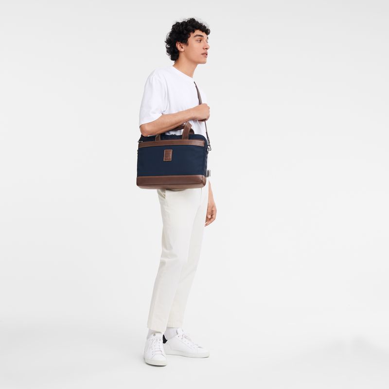 Men Longchamp Boxford S Briefcase Blue | Thailand-823GFJLIV