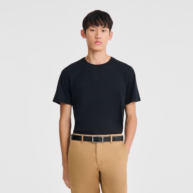 Men Longchamp Delta Box Belt Black / Beige | Thailand-942MGPLZH