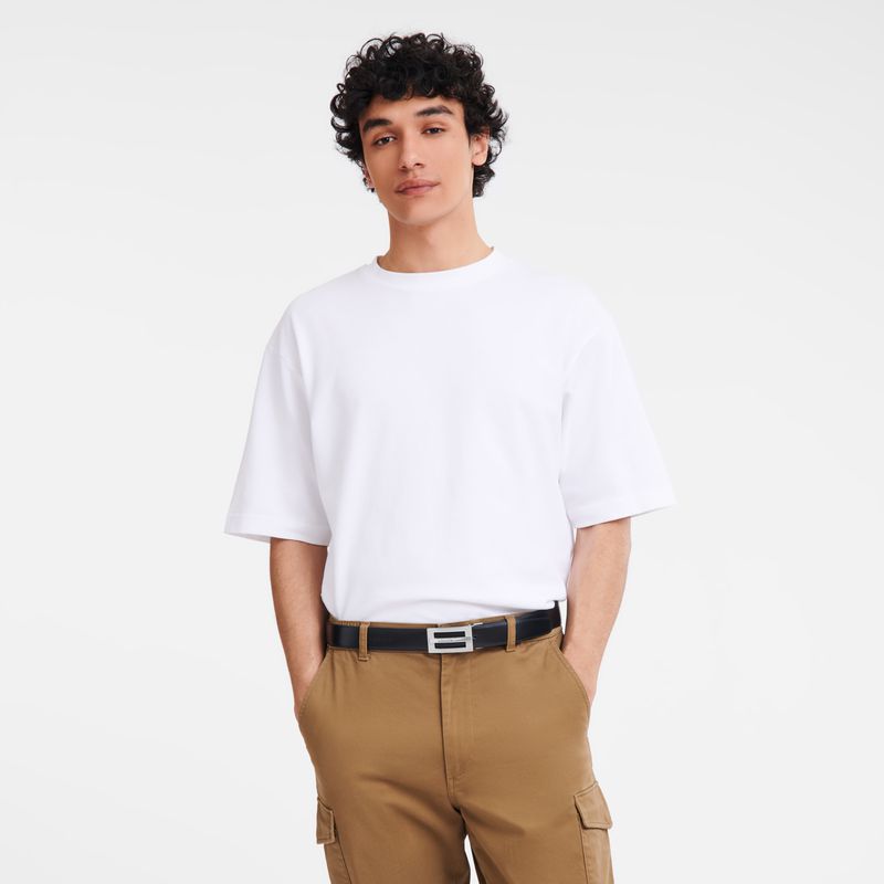 Men Longchamp Delta Box Belt Black / Beige | Thailand-413SHYEZT