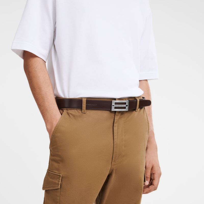 Men Longchamp Delta Box Belt Black / Beige | Thailand-413SHYEZT