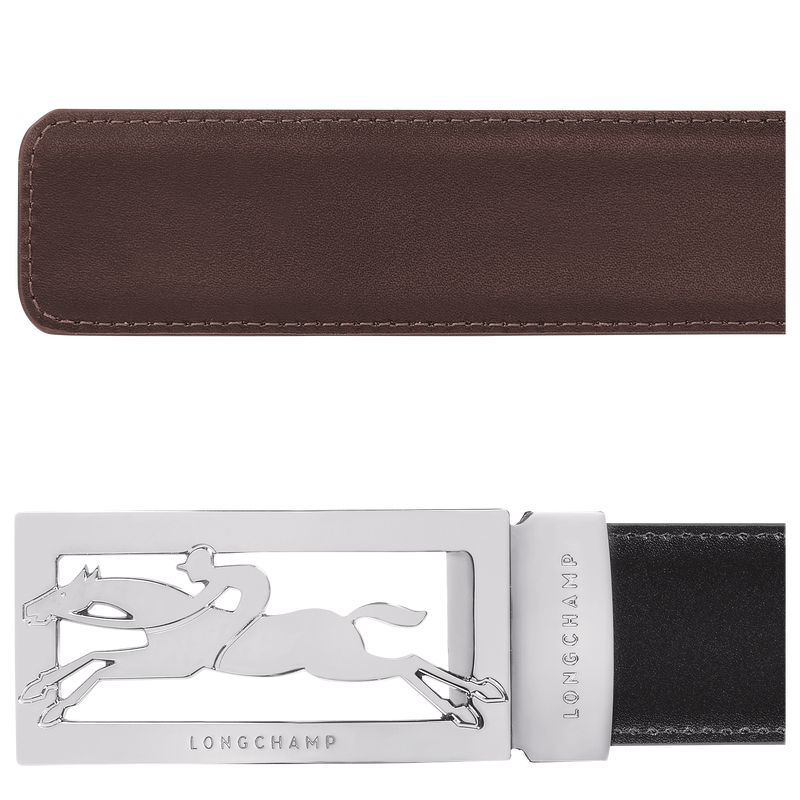 Men Longchamp Delta Box Belt Black / Beige | Thailand-235ZSYQNC