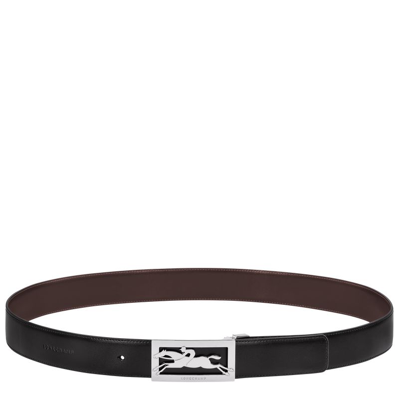 Men Longchamp Delta Box Belt Black / Beige | Thailand-235ZSYQNC