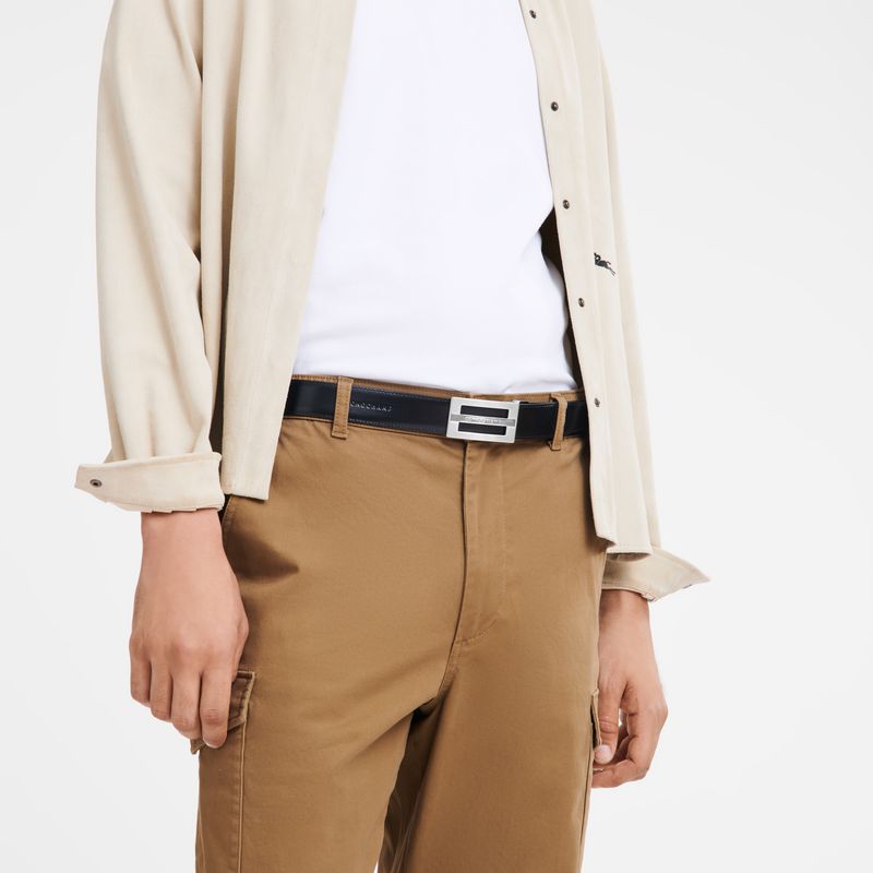 Men Longchamp Delta Box Belt Black / Beige | Thailand-346GZQHKA