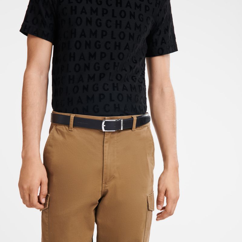 Men Longchamp Delta Box Belt Black | Thailand-928GBMTEX