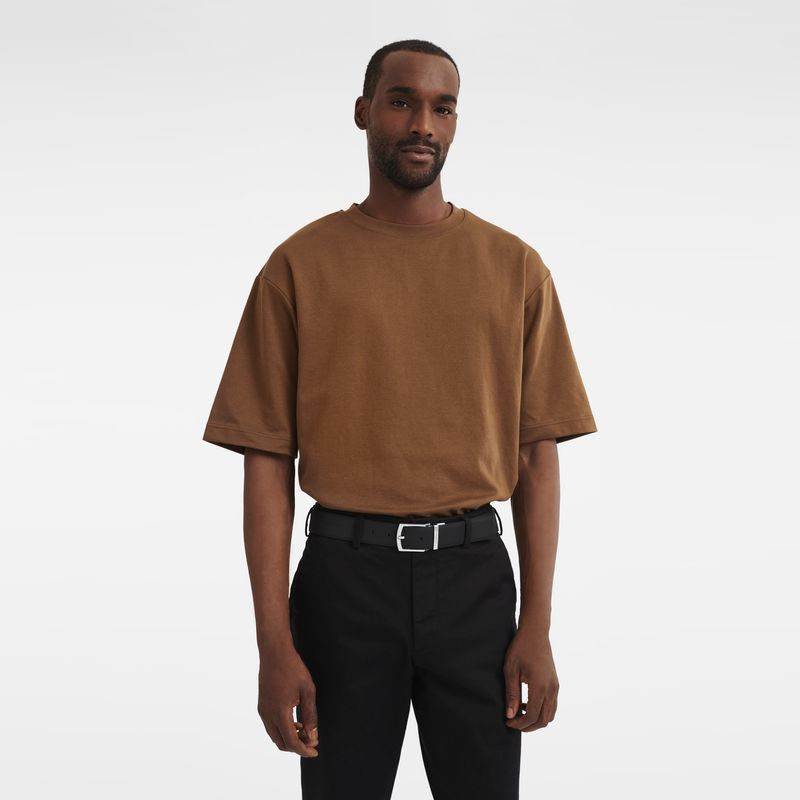 Men Longchamp Le Foulonné Belt Beige / Black | Thailand-781YIDGHZ