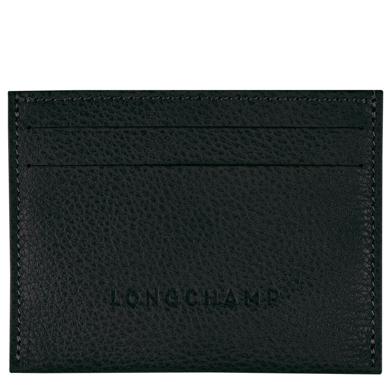 Men Longchamp Le Foulonné Card Holder Black | Thailand-092UMLQAH