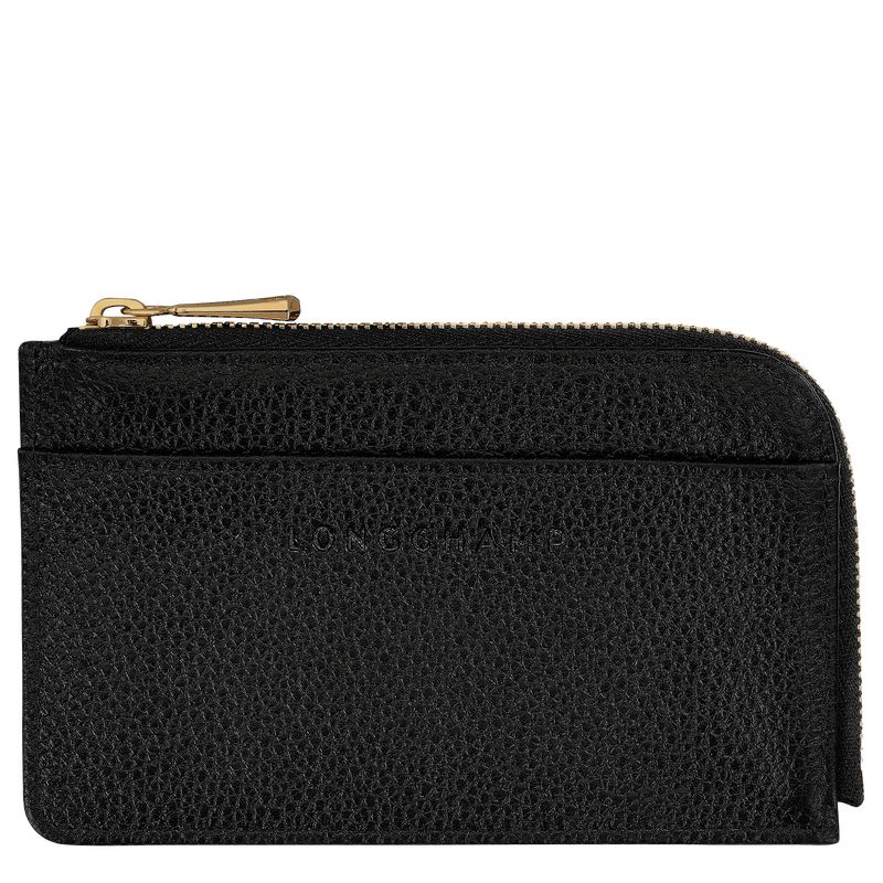 Men Longchamp Le Foulonné Card Holder Black | Thailand-968SEXWQM
