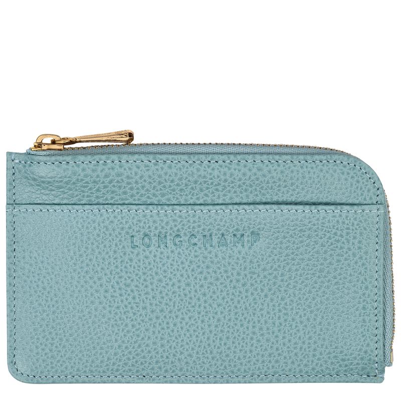 Men Longchamp Le Foulonné Card Holder Blue | Thailand-413JFMRBG