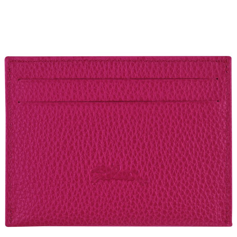 Men Longchamp Le Foulonné Card Holder Fuchsia | Thailand-057PJDZAU