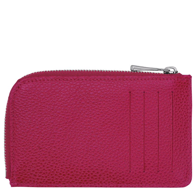 Men Longchamp Le Foulonné Card Holder Fuchsia | Thailand-875IJHODN