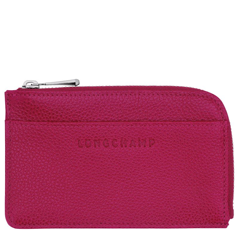Men Longchamp Le Foulonné Card Holder Fuchsia | Thailand-875IJHODN