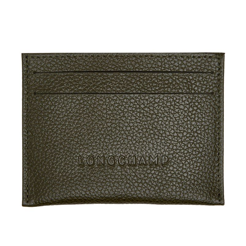 Men Longchamp Le Foulonné Card Holder Khaki | Thailand-836KDUVFS
