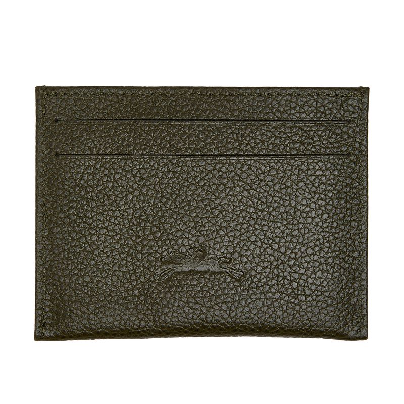 Men Longchamp Le Foulonné Card Holder Khaki | Thailand-836KDUVFS