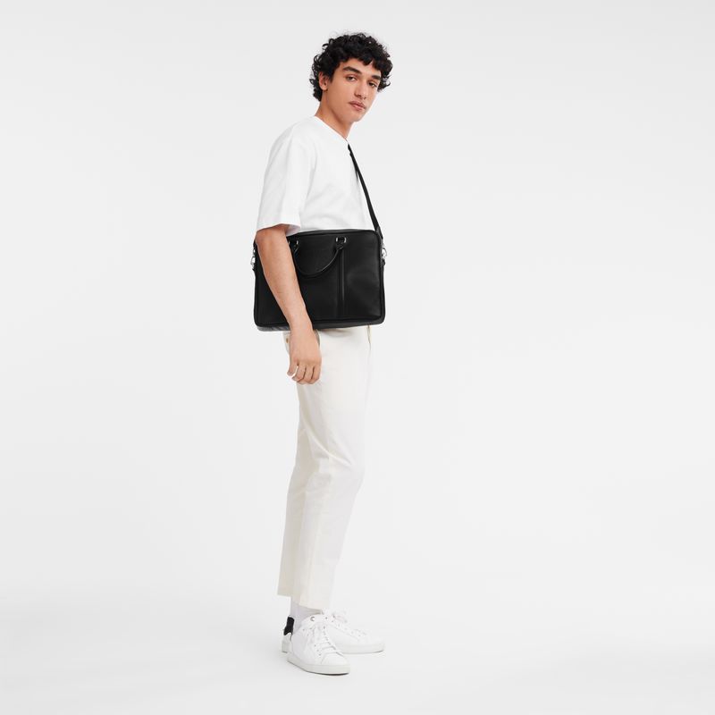 Men Longchamp Le Foulonné M Briefcase Black | Thailand-216IQGLWV