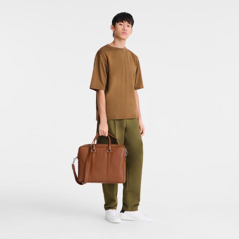 Men Longchamp Le Foulonné M Briefcase Brown | Thailand-639SOUHAV