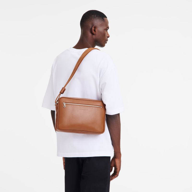 Men Longchamp Le Foulonné M Camera Crossbody Bag Brown | Thailand-842RVMOLH