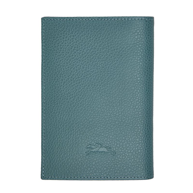 Men Longchamp Le Foulonné Passport Holder Blue | Thailand-120SKWBZR