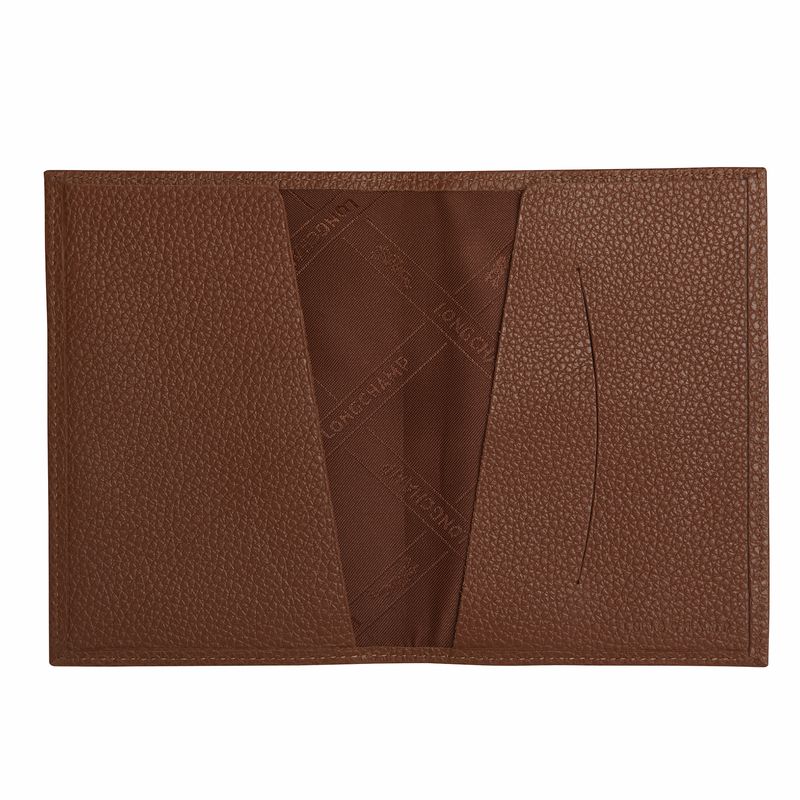 Men Longchamp Le Foulonné Passport Holder Brown | Thailand-980OAQCUK