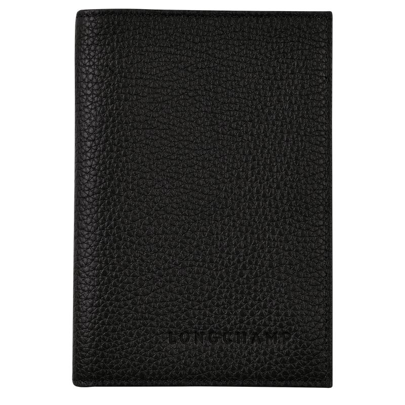 Men Longchamp Le Foulonné Passport Holder Black | Thailand-734RVLJWT