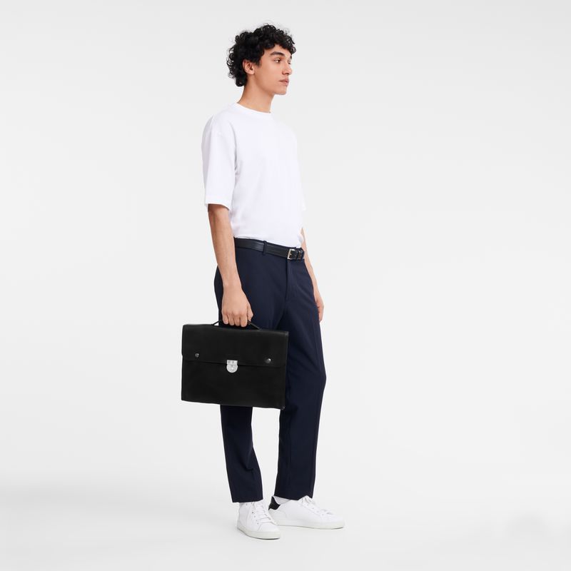 Men Longchamp Le Foulonné S Briefcase Black | Thailand-643DOZIJR