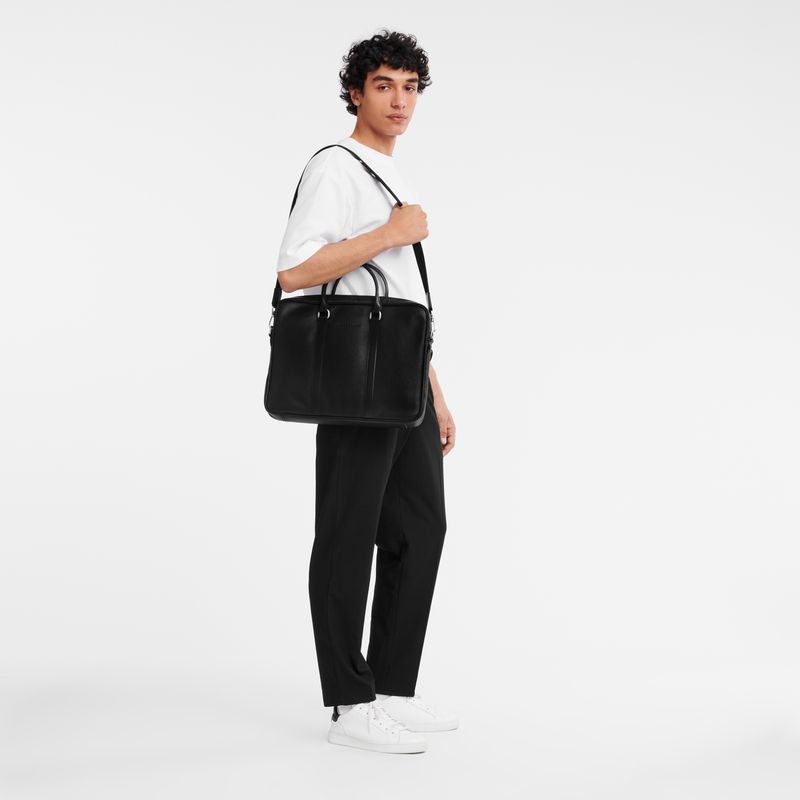 Men Longchamp Le Foulonné S Briefcase Black | Thailand-423QKAMLR