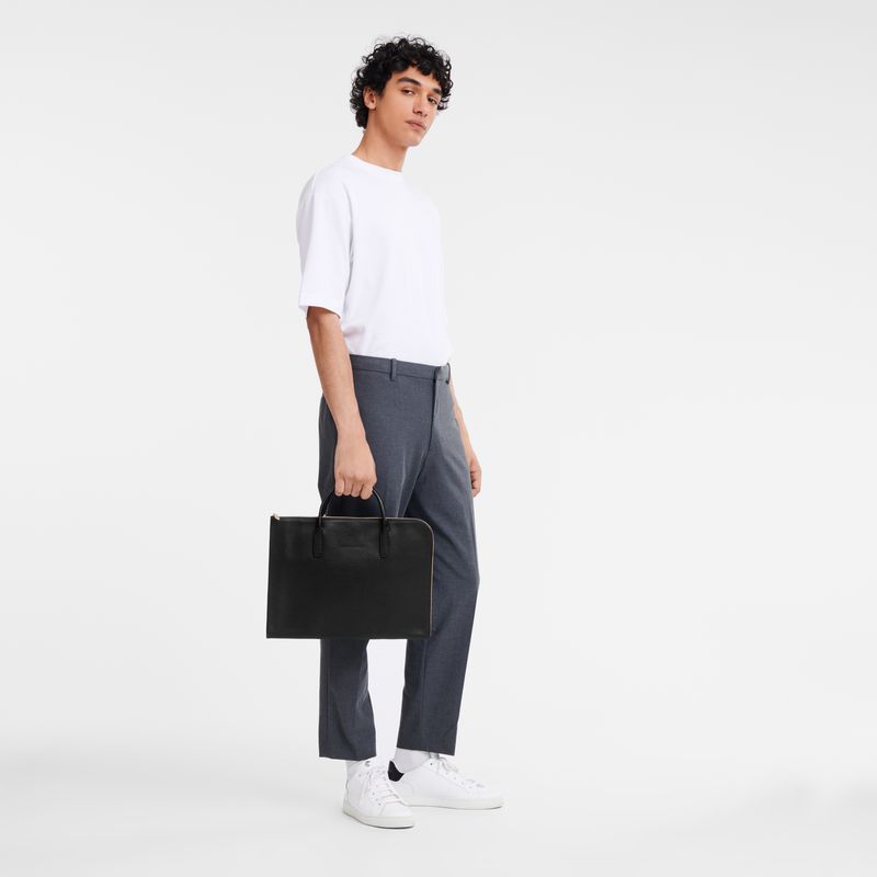 Men Longchamp Le Foulonné S Briefcase Black | Thailand-513HQLKSJ