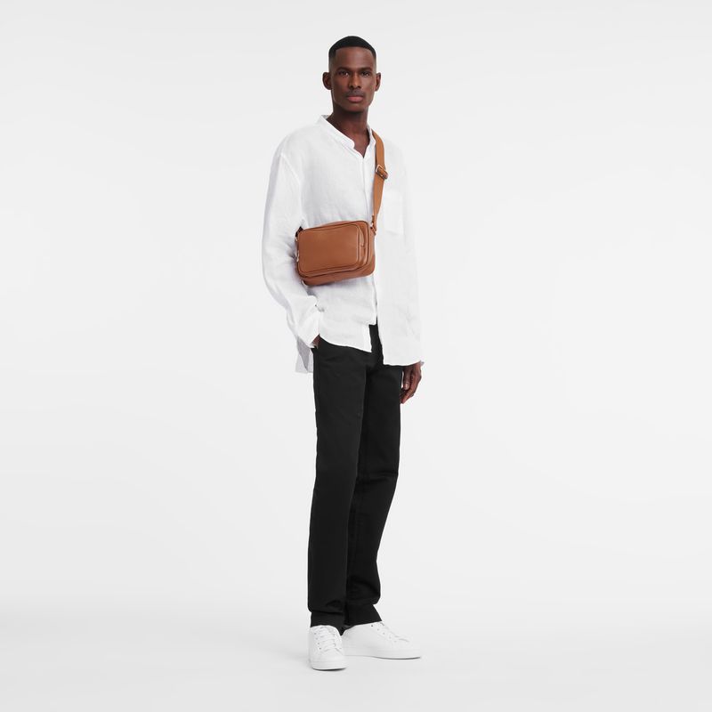 Men Longchamp Le Foulonné S Camera Crossbody Bag Brown | Thailand-795ZBRTOA