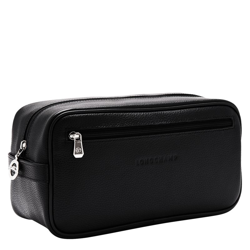 Men Longchamp Le Foulonné Toiletry Bags Black | Thailand-570PKJUMW