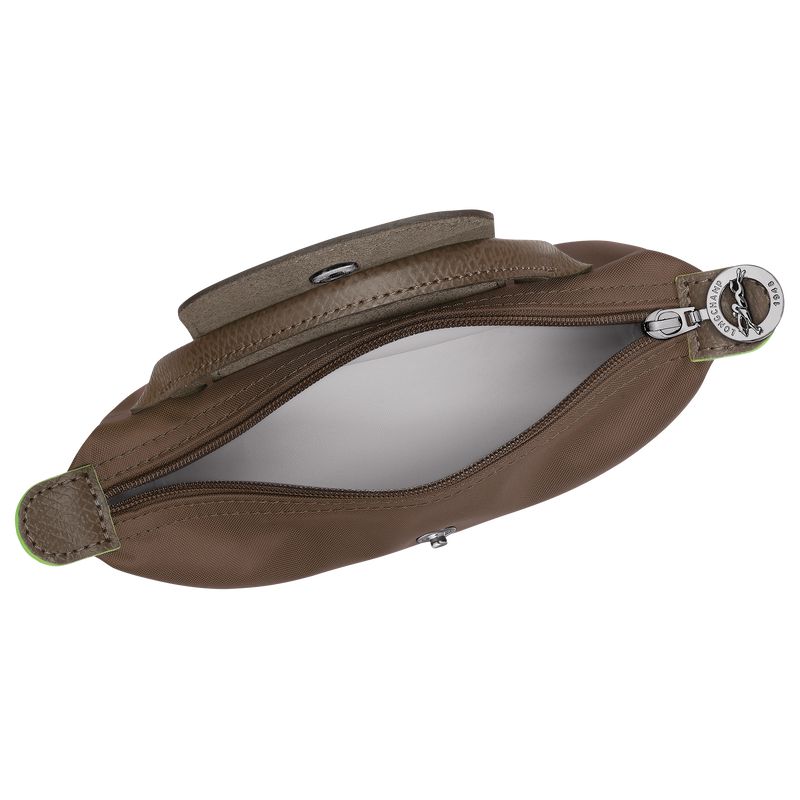 Men Longchamp Le Pliage Green With Handle Pouch Dark Brown | Thailand-512MGDOFB