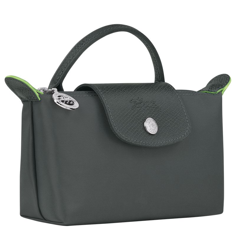 Men Longchamp Le Pliage Green With Handle Pouch Deep Grey | Thailand-265FNUMYR