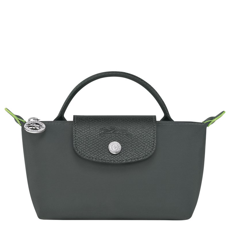 Men Longchamp Le Pliage Green With Handle Pouch Deep Grey | Thailand-265FNUMYR