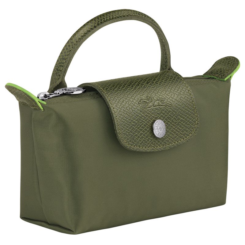 Men Longchamp Le Pliage Green With Handle Pouch Dark Green | Thailand-217XMGNYU