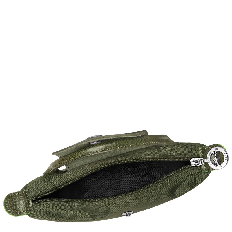 Men Longchamp Le Pliage Green With Handle Pouch Dark Green | Thailand-217XMGNYU