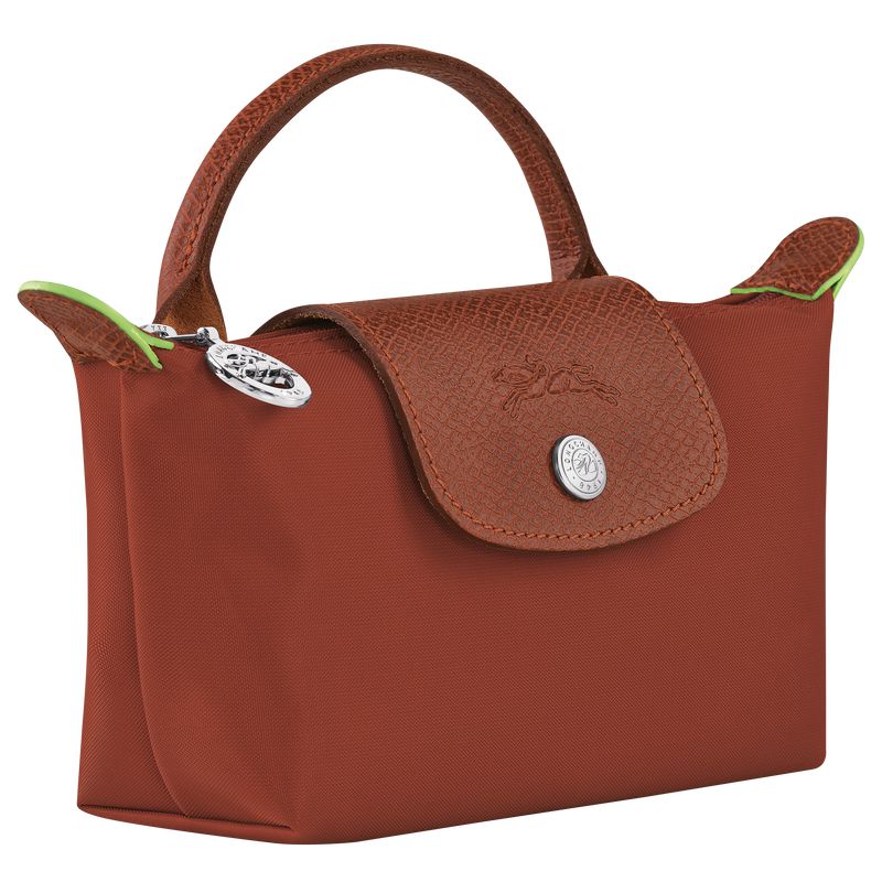 Men Longchamp Le Pliage Green With Handle Pouch Brown | Thailand-583XKFEMC