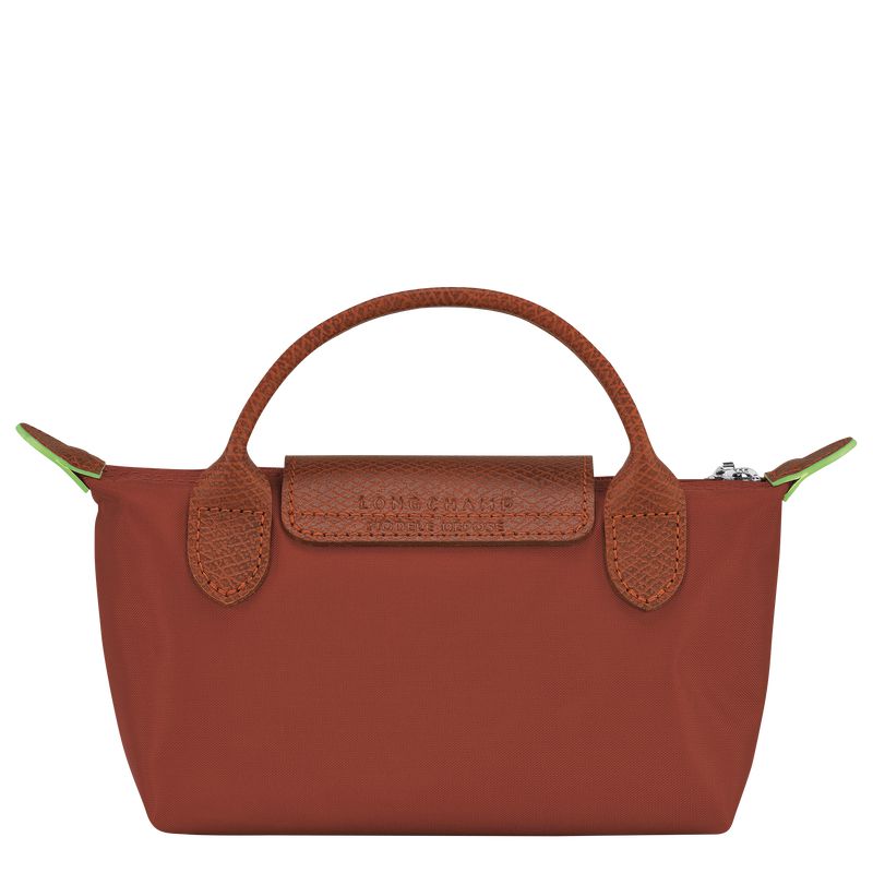 Men Longchamp Le Pliage Green With Handle Pouch Brown | Thailand-583XKFEMC