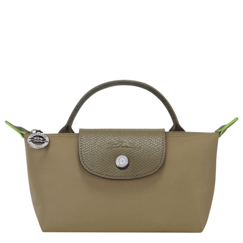 Men Longchamp Le Pliage Green With Handle Pouch Olive | Thailand-865BCTLUV