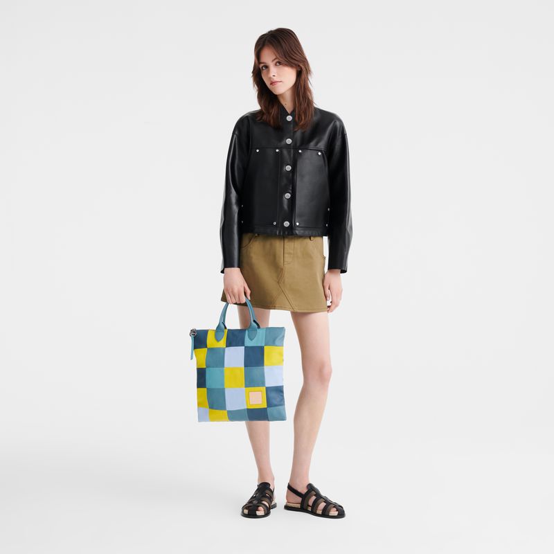 Men Longchamp Re-play L Handbag Blue / Yellow | Thailand-067FQEIJK