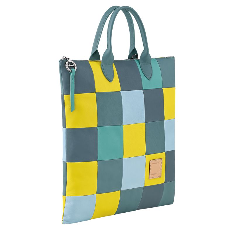 Men Longchamp Re-play L Handbag Blue / Yellow | Thailand-067FQEIJK